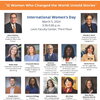 image of International Women's Day event taking place on March 5 2024 with names and photos of speakers