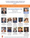 International Women's Day 2024 event poster with speakers
