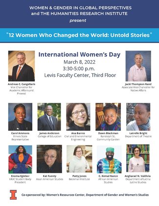 Guest speaker images for International Women's Day 2022- "12 Women Who Changed the World: Untold Stories"