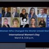 International Women's Day 2021 opening slide with photos of guest speakers