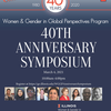 Event poster for WGGP 40th Anniversary Symposium featuring photos of speakers and details of event