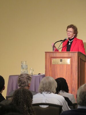Mary Robinson giving a speech